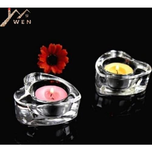 IMUWEN Heart-shaped tealight candle holders glass Tea Light Candlestick for wedding table centerpieces decor home 6 pcs / lot