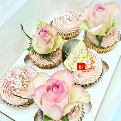 INS Silver Gold Acrylic Happy Birthday Cupcake Toppers Birthday Cake Baking Decorations for Kids Birthday Party Cake Supplies
