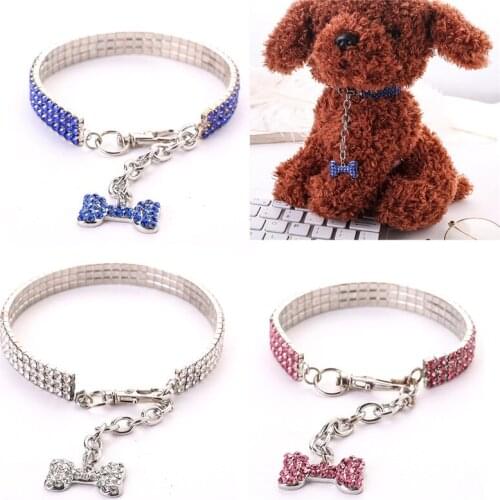 Exquisite Bling Crystal Dog Collar Bone Shape Diamond Puppy Pet Shiny Full Rhinestone Necklace Collar Collars for Pet Dogs