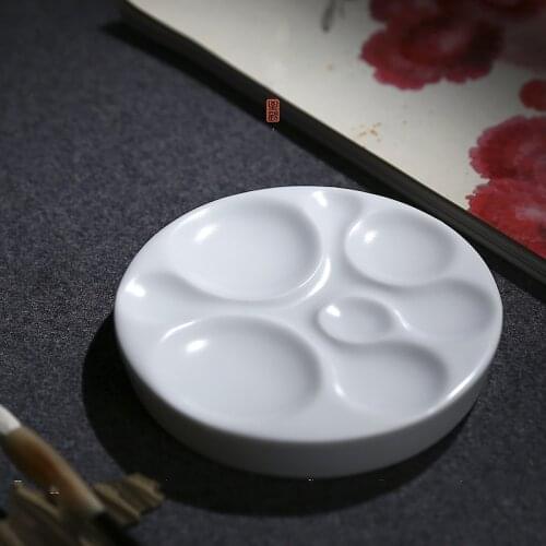 Ceramic Color Palette Imitate Lunar surface Watercolor Painting Dish Water Powder Dish Chinese Painting White Porcelain Palette