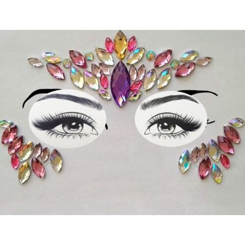 Adhesive Face Gems Rhinestone Temporary Tattoo Jewels Festival Party Body Glitter Stickers Flash Temporary Tattoos Sticke