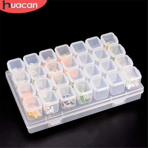 HUACAN 28 Grids Diamond Painting Box Accessories 5d Diamond Embroidery Mosaic Home Rhinestones Plastic Storage Box