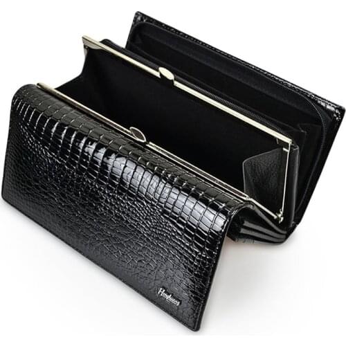 Women Luxury Genuine Leather Long Bifold Wallet Alligator Zip Coin Purse Female Card Holder Hasp Designer Clutch Brand Handbags