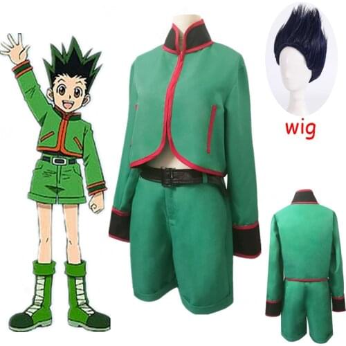 Anime Hunter x Hunter Gon Freecss Cosplay Costume Green Top+Pants Suit Halloween Christmas Party Carnival Men Women Cosplay