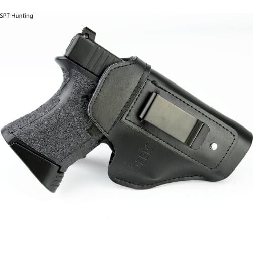 TOFEIC Leather IWB Concealed Carry Holster for Glock 17 19 26 43X 48 Pistol Gun Tactical Inside Waistband Concealment Clip Case