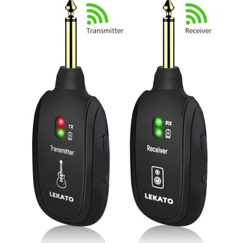 Lekato A8 Uhf Electric Guitar Wireless System Transmitter Receiver Wireless Guitar Bass Audio System Rechargeable 4 Channels
