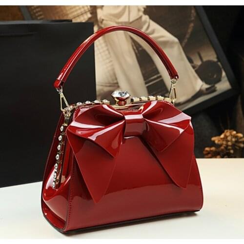 Small Bag Female Diamond Fashion Wild Leather Women Evening Bag Middle-aged Bow-knot Bag Mother Handbags Party Shoulder Bags