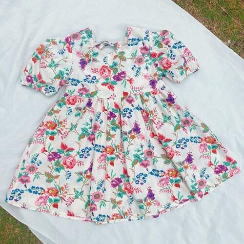 Menoea Baby Girls Summer Infant Dresses 2021 New Fashion Kids Floral Flower Printing Ruffles Costume Children Party Clothes