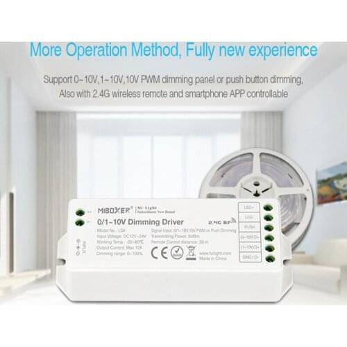 Mi boxer LS4 0/1~10V Single Color LED Strip Dimming Driver DC12V-24V PWM or Push Dimming Signal Input LED Controller