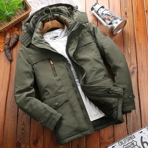Winter Parka Men Windbreaker Fleece Thick Warm Fur Coats Male Military Hooded streetwear overcoats Mens Winter Jackets clothing