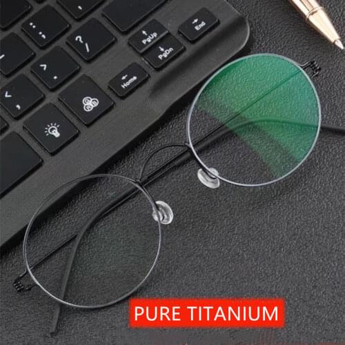 Handmade Brand Rim Round Titanium Glasses Frame Men Non-Screw No Welding Super Light Korean Prescription Eyeglasses Women