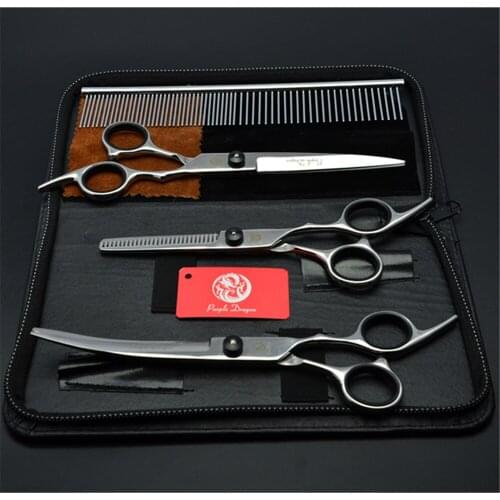 U4Pcs Suit 7" 19.5cm Stainless Purple Dragon Grooming-for-dog Animal Flur Clipping Shears Professional Pets Hair Scissors Z3001
