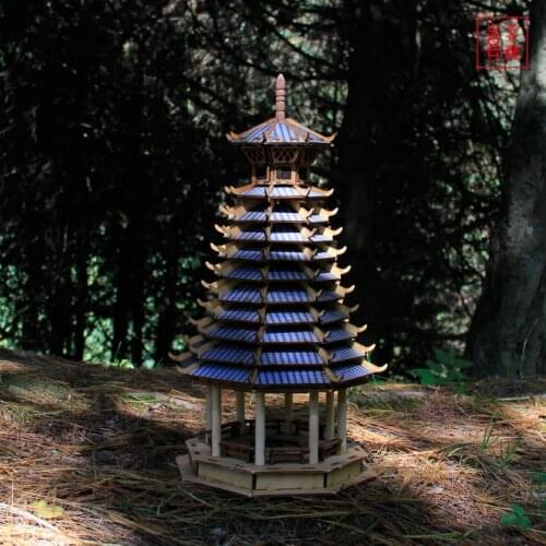 Chinese Ethnic Minorities drum-tower model kits DIY 11-story drum building wooden model concrete structure kit