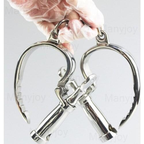 Stainless Steel Handcuffs Ankle Cuff Metal Horseshoe Wrist Cuffs Restraints Fetish Slave Shackle Bondage BDSM Sex Toy for Couple