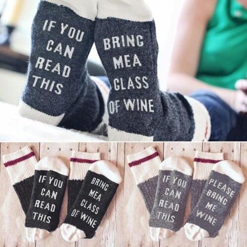 Custom wine socks If You can read this Bring Me a Glass of Wine Socks autumn spring fall 2017 new arrival