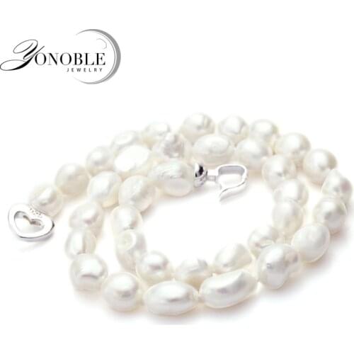 Genuine white baroque pearl necklace for women,long big freshwater Natural pearl necklaces jewelry 10-11mm girl best gift