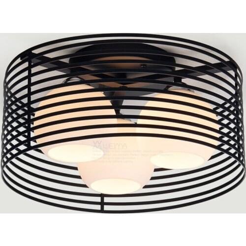 Simple and beautiful iron glass ceiling lights. Modern iron cage lantern suspension lamp LOFT bedroom living lights LED lighting