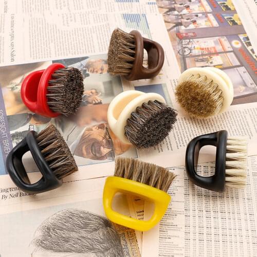1 Pcs Boar Bristle Ring Beard Brush Men Shaving Brush Mini Portable Mustache Brush Tool Professional Barber Beard Cleaning Brush