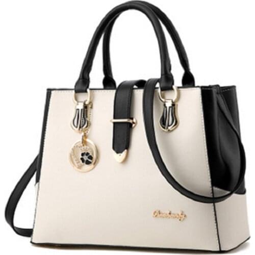 Girl Handbag Patchwork Shoulder Messenger Office Work PU Leather Women Bag Ladies Luxury Handbag Vintage Large Shoulder Bag