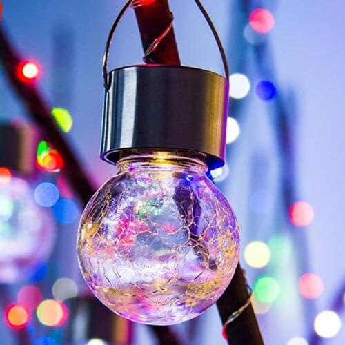Solar Light Outdoor Cracked Glass Ball Light LED Garden Lamp Waterproof Lawn Garden Christmas Party Christmas Tree Decoration