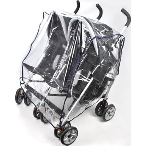 Universal Side-by-side Twin Stroller Rain Cover Adjustable For Baby And Cart Dustproof Windproof Ventilated Transparent Cov X4N3
