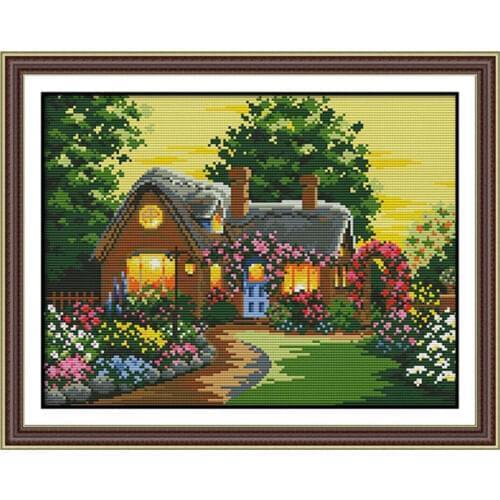 Joy Sunday Spring scenery 14CT 11CT Cross Stitch Needlework Sets Home Decor DMC DIY house Embroidery Needlework Sets Home Decor
