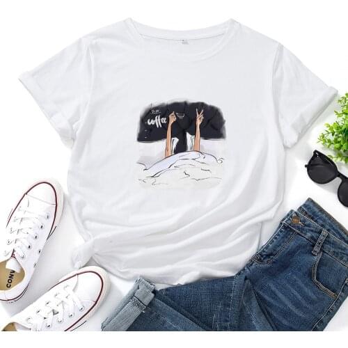 To for Coffee Woman Tshirt Top Fashion Casual Summer Camisetas Mujer Cotton O-ncek Tee Shirt Femme Short Sleeve T-shirt Woman