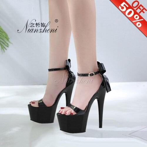 7 inch New nightclubs sexy slim heel waterproof Buckle Ankle Strap platform for women 17cm high heel sandals model stage shoes