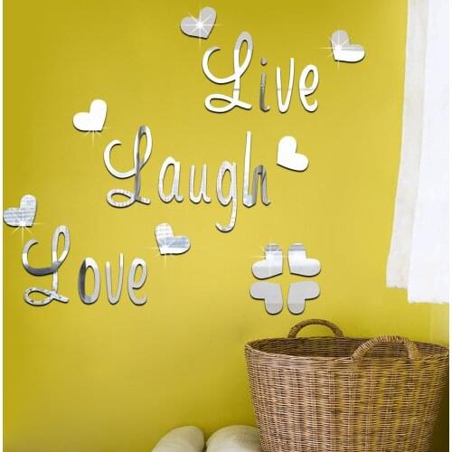 Live Love Laugh English Letter Butterfly Mirror Sticker home decoration accessories for living room