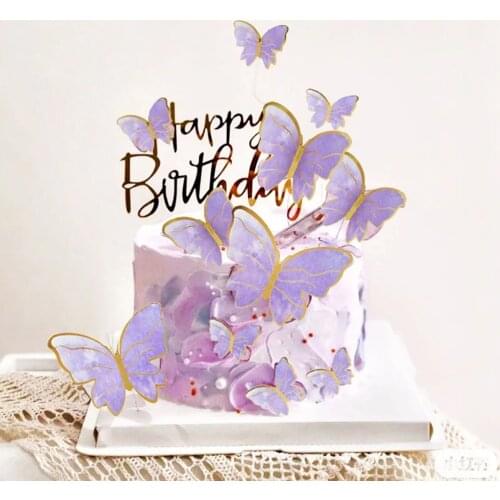 1Set Painted Butterfly Cake Toppers DIY Handmade Cute Style Birthday Cake Decoration Wedding Birthday Party Baby Shower Decor
