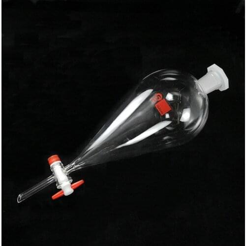1pcs 30ml To 1000ml Pear-shaped Clear Thick Separating Funnel with PTFE Piston for Laboratory Oil Separation