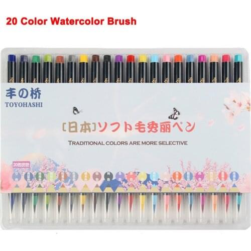 20 Colors Paint Soft Watercolor Brush Markers Pens Nontoxic Painting & Drawing Graffiti Supplies Artists