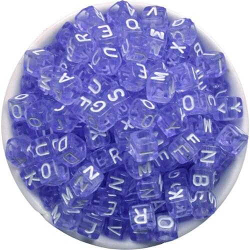 200pcs 6mm Pink/Blue MIxed Acrylic Alphabet "A-Z" Square Letter Beads DIY Loom Refills Cube Pendants Accessories Charm Bracelets