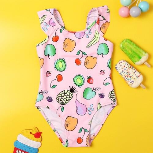 2021 Kids Swimwear For Girls Kawaii Cartoon Fruit Pineapple Print One Piece Bathing Suit Swimwear Swimsuit Beach Swimsuit Bimba