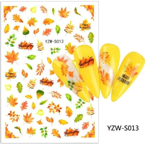 3D Nail Sticker Maple Leaf Tree Slider Nails Art Decoration Wraps Decals Design Adhesive Manicure Tips Stickers Pegatina