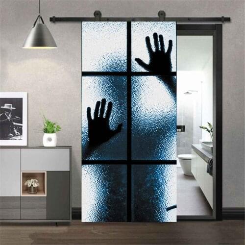 77x200cm Modern Door Sticker Self Adhesive Vinyl Retro Stair Pattern Wall Sticker Waterproof Natural Scenery Home Decor Decal