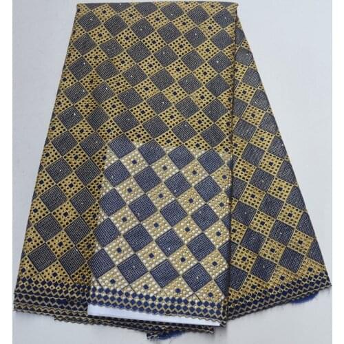 Free shipping (5yards/pc) high quality checkered design African dry cotton lace fabric Swiss lace fabric for party dress CLH03