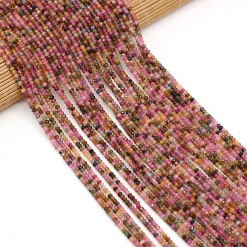 Natural Stone Beads Round Shape Faceted Tourmaline Loose Exquisite Beaded For Jewelry Making DIY Bracelet Necklace Accessories