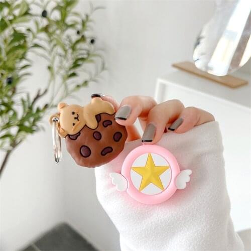 For Airtag Case Cute Cartoon Bear Shiba Inu Silicone Anti-lost Protective Cover Keychain For Apple Airtag Locator Tracker