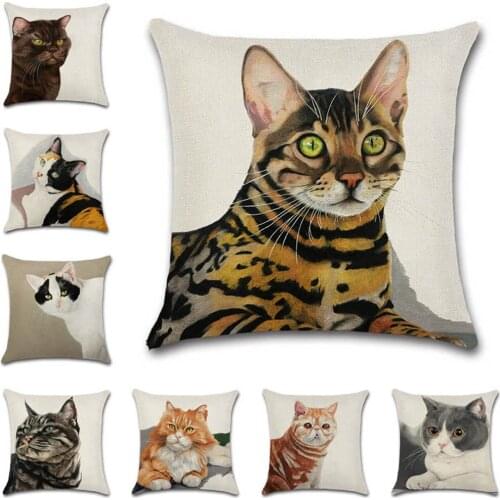Cat pet pattern printed decoration home house Party cushion cover Pillow case Chair sofa kids friend boy gift present