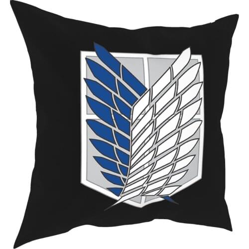 Attack On Titan Logo Pillow Case Home Decor Shingeki no Kyojin Cushion Cover Throw Pillow for Living Room Double-sided Printing