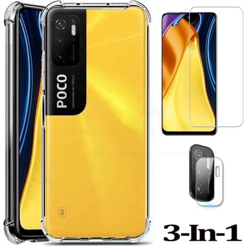 Poco M3 Pro 5G 2021 Case tempered Glass For Poco m 3 Pro Soft Silicone Phone Back Case Cover M3Pro M2103K19PG Case camera flim