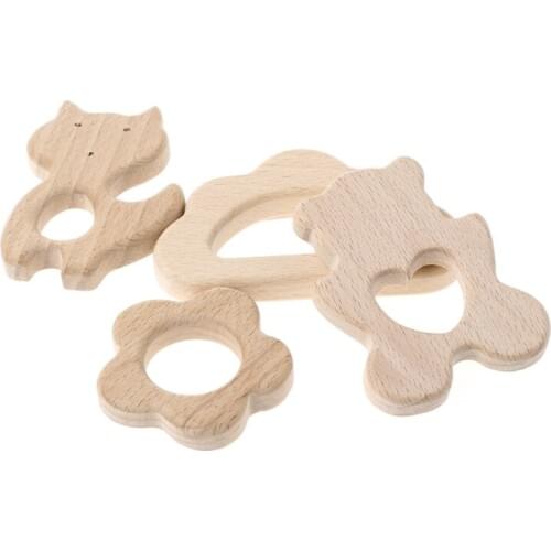 Baby Wooden Teething Relief Toy Nature Organic DIY Flower Nursing Holder Teether