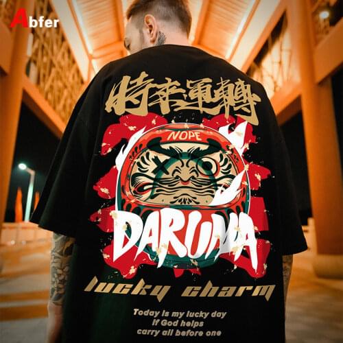 2021 Summer Tops Short Sleeve Tees Men Chinese Style Cartoons Printed Hip Hop T-shirt Oversized Tshirt Graphic Couple Clothes