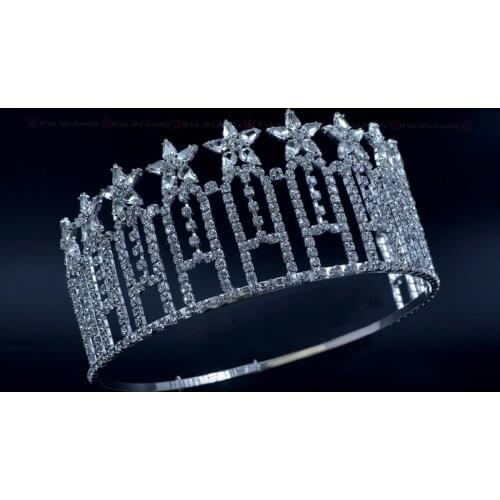 Pageant Crown Stars Miss Beauty Contest Quanlity Rhinestone Tiaras Bridal Wedding Hair Accessories Adjustable Headband mo230