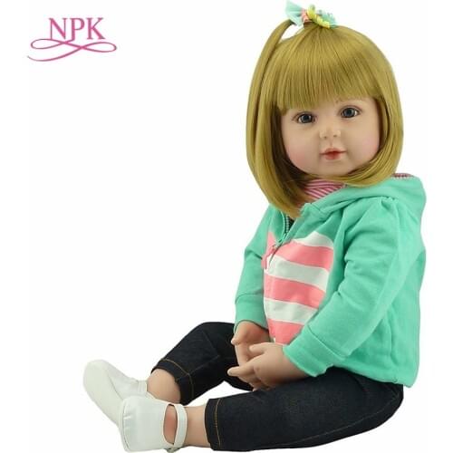 NPK Doll Reborn 47/60cm Soft Touch Silicone Reborn Baby Dolls Vinyl Toys Big Dolls For Girls Baby Dolls With Blond hair