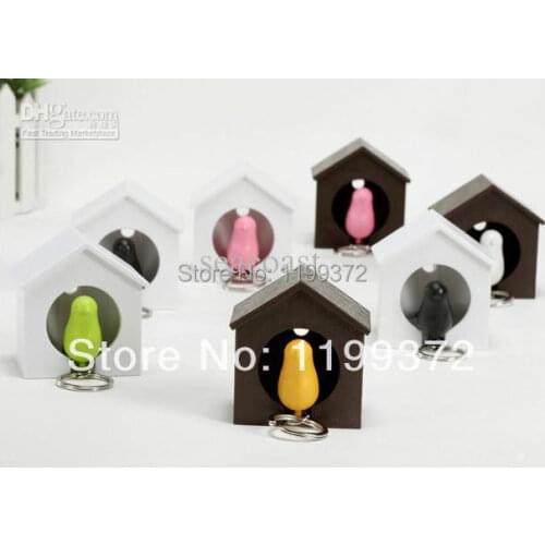 Best HOT 20pc New Hot Bird Nest Sparrow House Key Chain Ring Chain Wall Hook Holders Plastic Whistle