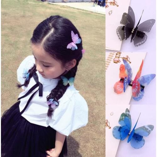 Fashion 1PC 5cm transparent dream Hair clip For Kids simulation butterfly hairpin headdress bride Wedding Hair styling accessori