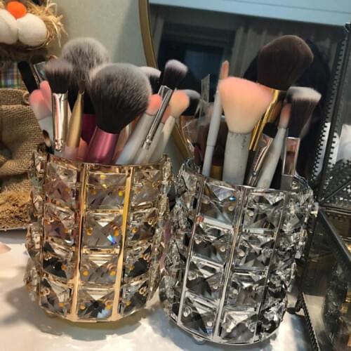 Fashion New Crystal Clear Makeup Brush Organizer Eyebrow Pencil Case Cosmetics Storage Pen Holder Desktop Storage Box