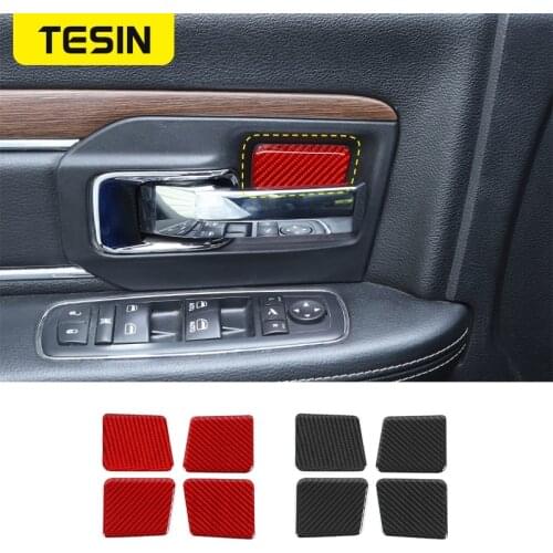 TESIN Interior Mouldings Car Inner Door Handle Bowl Decoration Trim Cover Stickers for Dodge Ram 1500 2010-2015 Car Accessories